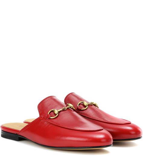 gucci princetown leather slipper red|Gucci princetown striped slippers.